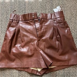 Zara Brown Leather Shorts